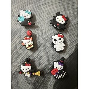 6pc Halloween Cat Shoe Charms Witch Bat Skeleton Pumpkin Spooky Clog Accessories